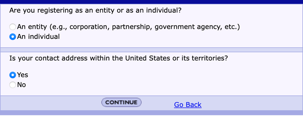 FRN表格
选择一选择An individual
选择二选择Yes